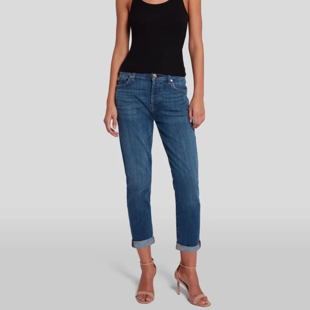 NWT 7 For All Mankind Josefina Boyfriend Jeans Broken Twill Vanity Size 34